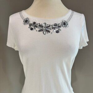 WHBM Embellished Crewneck Tee - Size Small